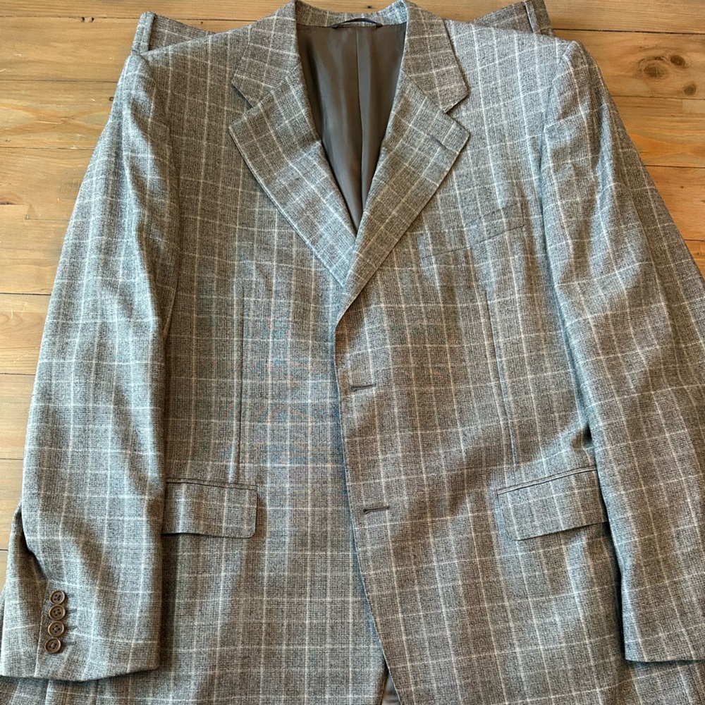 Canali Gray Suit - Windowpane, 48R